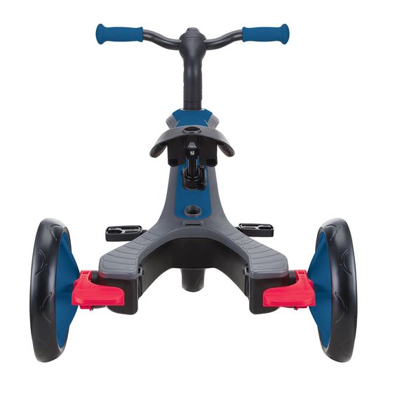 GLOBBER 4-in-1 Tricycle Bébé & Draisienne Explorer De 10 Mois À 5 Ans Avec Siège Réglable En Hauteur, Système De Harnais 5 Points, Barre De Direction Amovible - Bleu