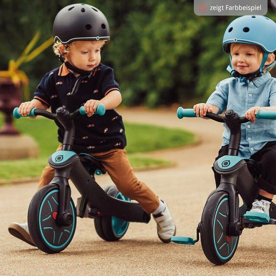 GLOBBER 4-in-1 Tricycle Bébé & Draisienne Explorer De 10 Mois À 5 Ans Avec Siège Réglable En Hauteur, Système De Harnais 5 Points, Barre De Direction Amovible - Bleu