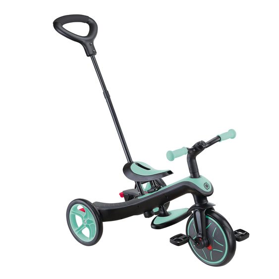 GLOBBER 4-in-1 Tricycle Bébé & Draisienne Explorer De 10 Mois À 5 Ans Avec Siège Réglable En Hauteur, Système De Harnais 5 Points, Barre De Direction Amovible - Menthe