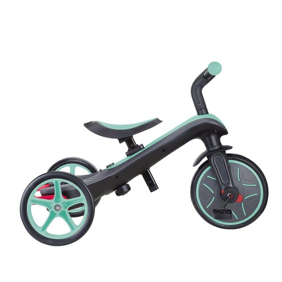 GLOBBER 4-in-1 Tricycle Bébé & Draisienne Explorer De 10 Mois À 5 Ans Avec Siège Réglable En Hauteur, Système De Harnais 5 Points, Barre De Direction Amovible - Menthe