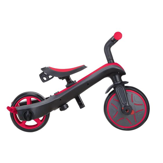 GLOBBER 4-in-1 Tricycle Bébé & Draisienne Explorer De 10 Mois À 5 Ans Avec Siège Réglable En Hauteur, Système De Harnais 5 Points, Barre De Direction Amovible - Rouge