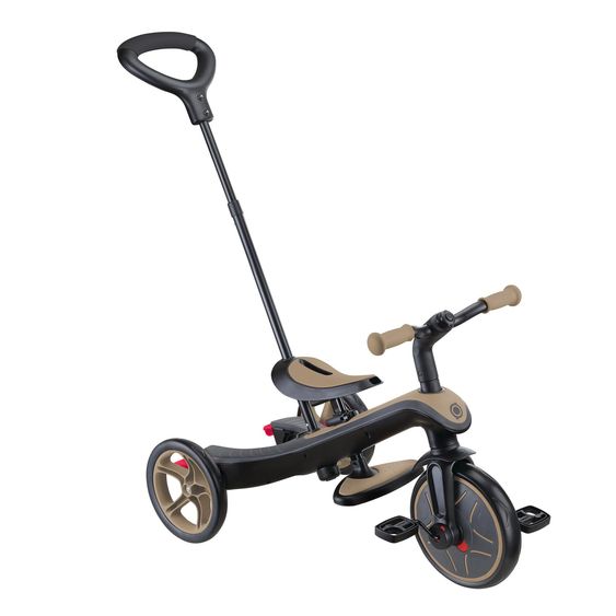GLOBBER 4-in-1 Tricycle Bébé & Draisienne Explorer De 10 Mois À 5 Ans Avec Siège Réglable En Hauteur, Système De Harnais 5 Points, Barre De Direction Amovible - Sable