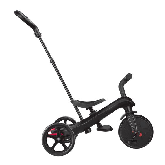 GLOBBER 4-in-1 Tricycle Bébé & Draisienne Explorer De 10 Mois À 5 Ans Avec Siège Réglable En Hauteur, Système De Harnais 5 Points, Barre De Direction Amovible - Noir