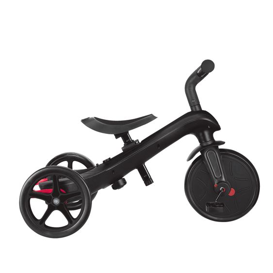 GLOBBER 4-in-1 Tricycle Bébé & Draisienne Explorer De 10 Mois À 5 Ans Avec Siège Réglable En Hauteur, Système De Harnais 5 Points, Barre De Direction Amovible - Noir