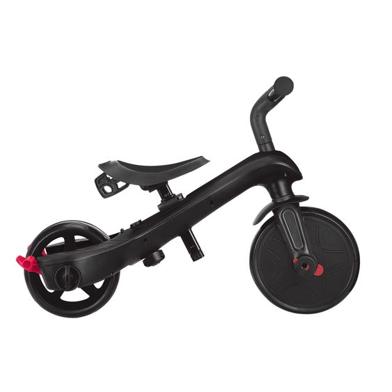 GLOBBER 4-in-1 Tricycle Bébé & Draisienne Explorer De 10 Mois À 5 Ans Avec Siège Réglable En Hauteur, Système De Harnais 5 Points, Barre De Direction Amovible - Noir