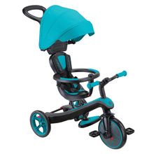 4-in-1 Baby-Dreirad & Laufrad Explorer  von 10 Monate bis 5 Jahre mit höhenverstellbarem Sitz, 5-Punkt-Gurt-System, abnehmbarer Lenkstange - Türkis