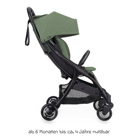 GLOBBER Passeggino Leggero & Sportivo Lite bis 22 kg, peso massimo 7,4 kg, con chiusura automatica, posizione sdraiata incl. copertura antipioggia - Oliva