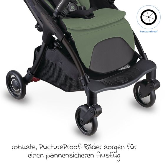 GLOBBER Passeggino Leggero & Sportivo Lite bis 22 kg, peso massimo 7,4 kg, con chiusura automatica, posizione sdraiata incl. copertura antipioggia - Oliva