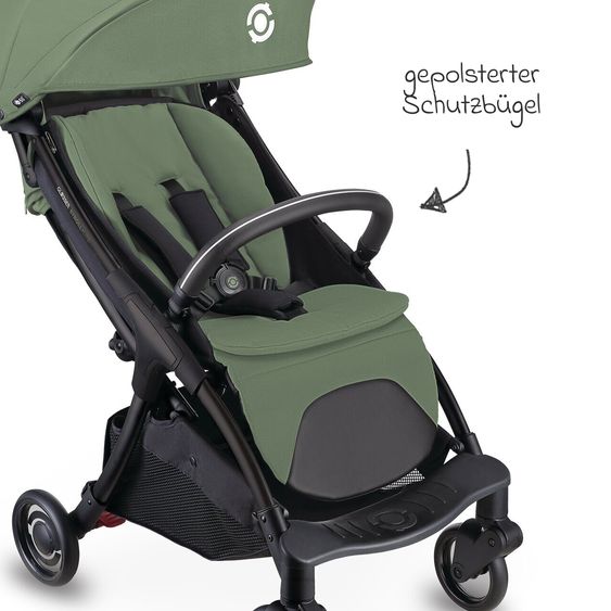 GLOBBER Passeggino Leggero & Sportivo Lite bis 22 kg, peso massimo 7,4 kg, con chiusura automatica, posizione sdraiata incl. copertura antipioggia - Oliva