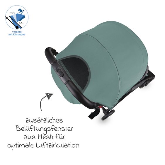 GLOBBER Buggy & Sportwagen Lite bis 22 kg belastbar, nur 7,4 kg, mit atomatischer Faltung, Liegeposition inkl. Regenschutz - Türkis