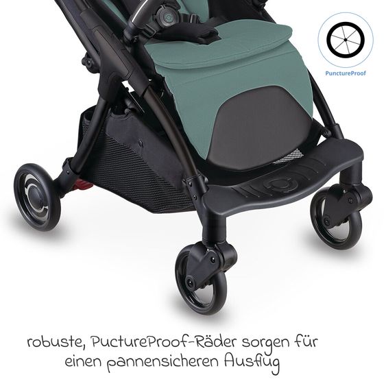 GLOBBER Buggy & Sportwagen Lite bis 22 kg belastbar, nur 7,4 kg, mit atomatischer Faltung, Liegeposition inkl. Regenschutz - Türkis
