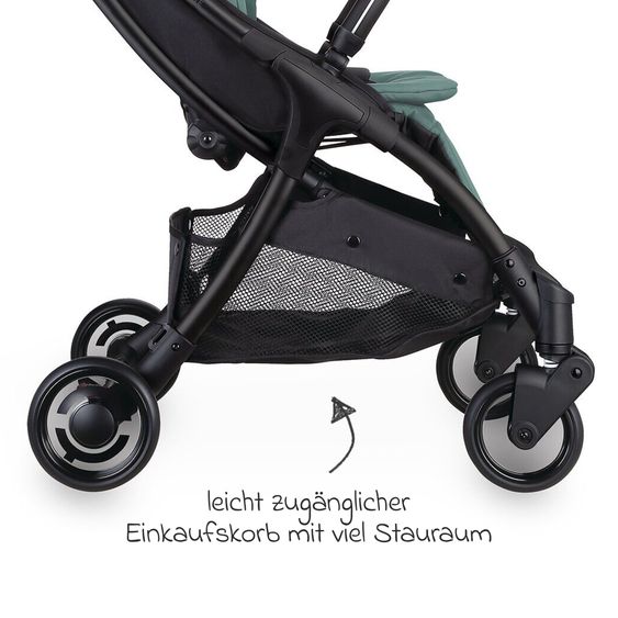 GLOBBER Buggy & Sportwagen Lite bis 22 kg belastbar, nur 7,4 kg, mit atomatischer Faltung, Liegeposition inkl. Regenschutz - Türkis