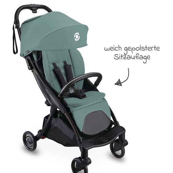 GLOBBER Buggy & Sportwagen Lite bis 22 kg belastbar, nur 7,4 kg, mit atomatischer Faltung, Liegeposition inkl. Regenschutz - Türkis