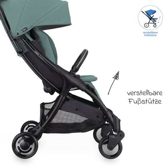 GLOBBER Buggy & Sportwagen Lite bis 22 kg belastbar, nur 7,4 kg, mit atomatischer Faltung, Liegeposition inkl. Regenschutz - Türkis