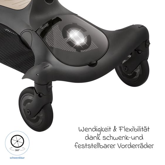 GLOBBER Buggy & Stroller UP 2in1 Stroller and Ride-On Vehicle in One up to 22 kg Load Capacity with Reclining Position - Taupe
