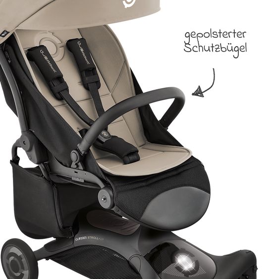 GLOBBER Buggy & Stroller UP 2in1 Stroller and Ride-On Vehicle in One up to 22 kg Load Capacity with Reclining Position - Taupe