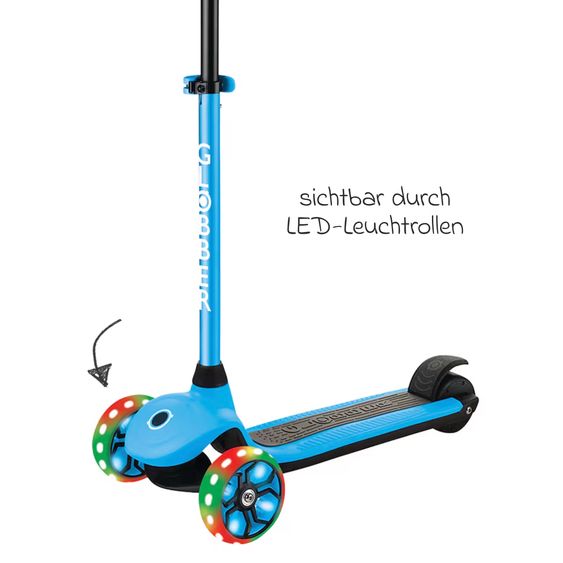 GLOBBER E-Scooter ONE K E-MOTION 4 Plus mit Leuchtrollen - Blau