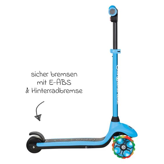 GLOBBER E-Scooter ONE K E-MOTION 4 Plus mit Leuchtrollen - Blau