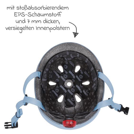 GLOBBER Kinderhelm GO-UP LIGHTS Gr. XXS/XS (Kopfumfang 45-51 cm)  inkl. Integriertes LED-Rücklicht - Blaubeere