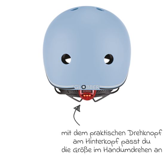 GLOBBER Kinderhelm GO-UP LIGHTS Gr. XXS/XS (Kopfumfang 45-51 cm)  inkl. Integriertes LED-Rücklicht - Blaubeere