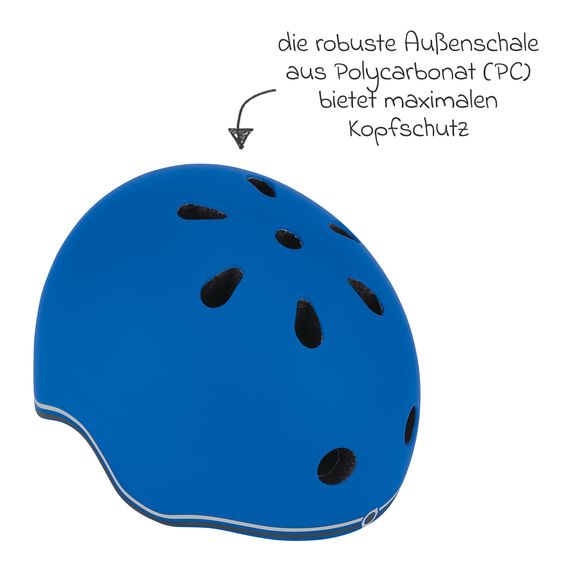 GLOBBER Kinderhelm GO-UP LIGHTS Gr. XXS/XS (Kopfumfang 45-51 cm)  inkl. Integriertes LED-Rücklicht - Dunkelblau
