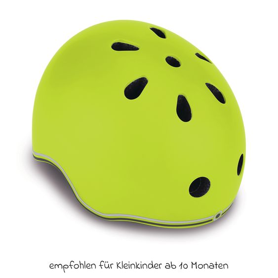 GLOBBER Kinderhelm GO-UP LIGHTS Gr. XXS/XS (Kopfumfang 45-51 cm)  inkl. Integriertes LED-Rücklicht - Lime Grün