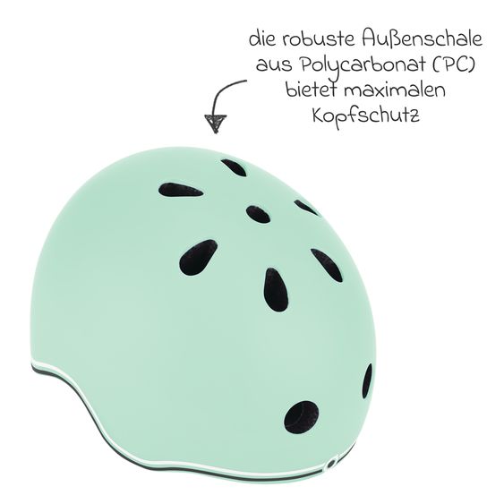 GLOBBER Kinderhelm GO-UP LIGHTS Gr. XXS/XS (Kopfumfang 45-51 cm)  inkl. Integriertes LED-Rücklicht - Mint