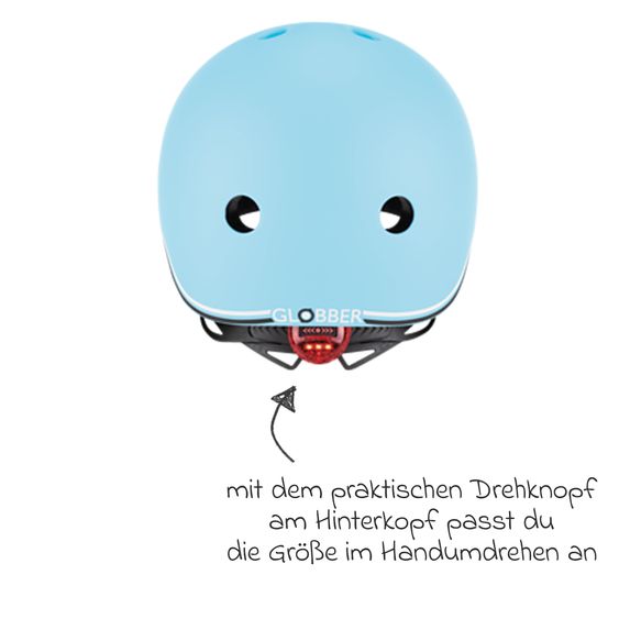 GLOBBER Kinderhelm GO-UP LIGHTS Gr. XXS/XS (Kopfumfang 45-51 cm)  inkl. Integriertes LED-Rücklicht - Pastelblau