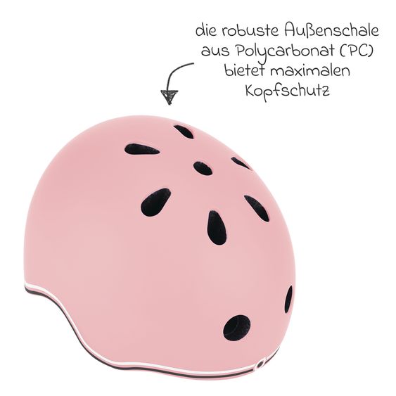 GLOBBER Kinderhelm GO-UP LIGHTS Gr. XXS/XS (Kopfumfang 45-51 cm)  inkl. Integriertes LED-Rücklicht - Pastellrosa