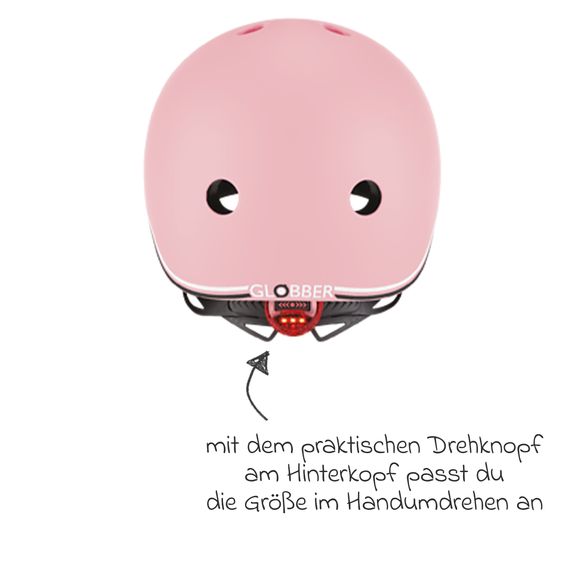 GLOBBER Kinderhelm GO-UP LIGHTS Gr. XXS/XS (Kopfumfang 45-51 cm)  inkl. Integriertes LED-Rücklicht - Pastellrosa
