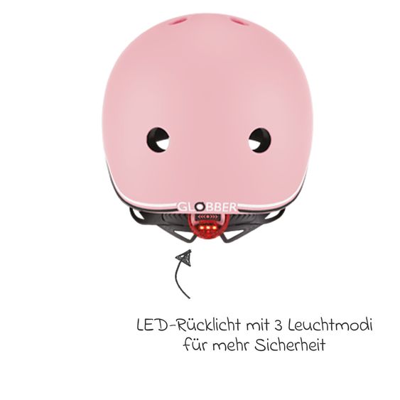 GLOBBER Kinderhelm GO-UP LIGHTS Gr. XXS/XS (Kopfumfang 45-51 cm)  inkl. Integriertes LED-Rücklicht - Pastellrosa