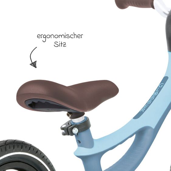 GLOBBER Draisienne GO Bike Elite Air avec Roues Pneumatiques à partir de 3 Ans jusqu’à 6 Ans supportant jusqu’à 25 kg avec Poignée de Transport Intégrée - Pastel Bleu