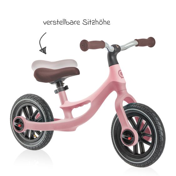 GLOBBER Draisienne GO Bike Elite Air avec Roues Pneumatiques à partir de 3 Ans jusqu’à 6 Ans supportant jusqu’à 25 kg avec Poignée de Transport Intégrée - Pastel Rose