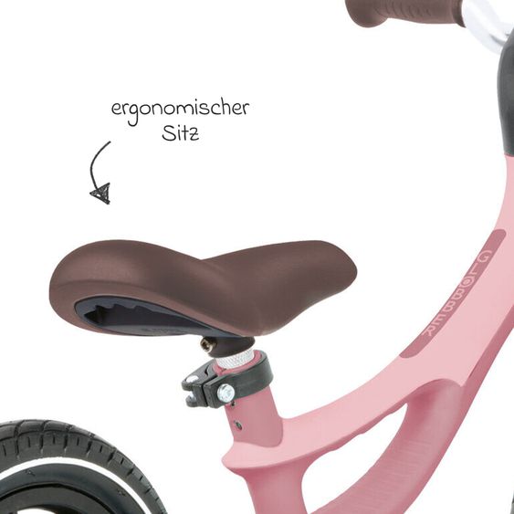 GLOBBER Draisienne GO Bike Elite Air avec Roues Pneumatiques à partir de 3 Ans jusqu’à 6 Ans supportant jusqu’à 25 kg avec Poignée de Transport Intégrée - Pastel Rose