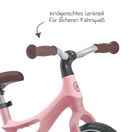 GLOBBER Draisienne GO Bike Elite Air avec Roues Pneumatiques à partir de 3 Ans jusqu’à 6 Ans supportant jusqu’à 25 kg avec Poignée de Transport Intégrée - Pastel Rose