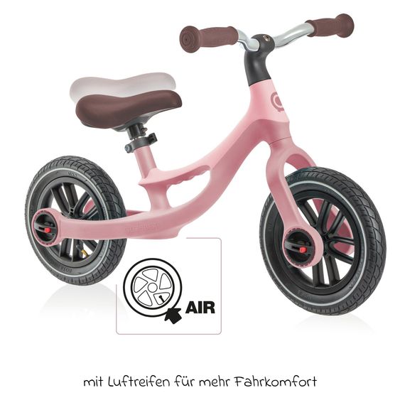 GLOBBER Draisienne GO Bike Elite Air avec Roues Pneumatiques à partir de 3 Ans jusqu’à 6 Ans supportant jusqu’à 25 kg avec Poignée de Transport Intégrée - Pastel Rose