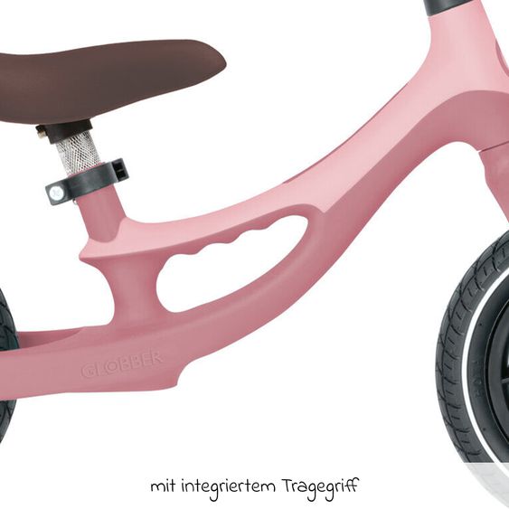 GLOBBER Draisienne GO Bike Elite Air avec Roues Pneumatiques à partir de 3 Ans jusqu’à 6 Ans supportant jusqu’à 25 kg avec Poignée de Transport Intégrée - Pastel Rose