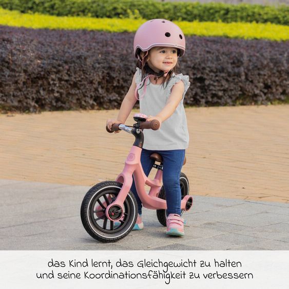 GLOBBER Draisienne GO Bike Elite Air avec Roues Pneumatiques à partir de 3 Ans jusqu’à 6 Ans supportant jusqu’à 25 kg avec Poignée de Transport Intégrée - Pastel Rose