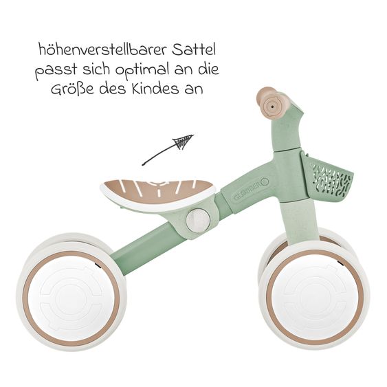 GLOBBER Draisienne Vélo D'Apprentissage ECO à Partir De 12 Mois Jusqu'À 3 Ans Charge Jusqu'À 20 Kg Inclus Panier De Guidon - Sauge Verte