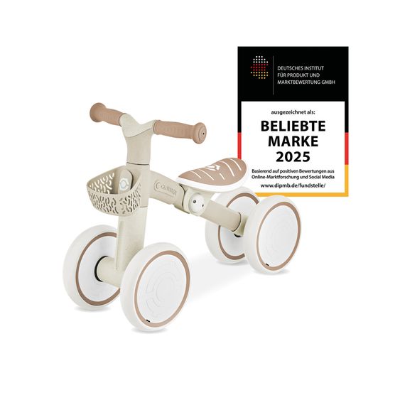 GLOBBER Draisienne Vélo D'Apprentissage ECO à Partir De 12 Mois Jusqu'À 3 Ans Charge Jusqu'À 20 Kg Inclus Panier De Guidon - Taupe