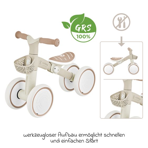 GLOBBER Draisienne Vélo D'Apprentissage ECO à Partir De 12 Mois Jusqu'À 3 Ans Charge Jusqu'À 20 Kg Inclus Panier De Guidon - Taupe