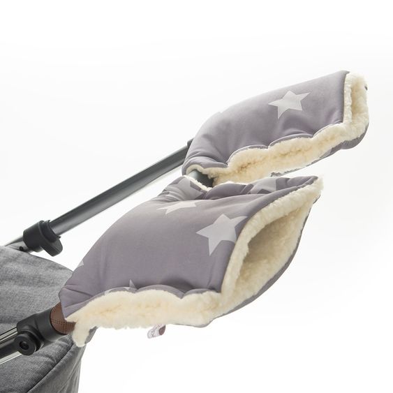 Glückspilzig Kinderwagen Handwärmer 2-tlg. - Grau mit Sternen