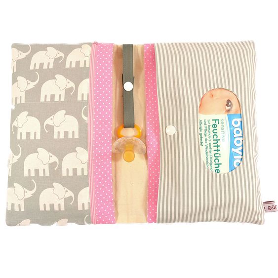 Glückspilzig XXL Windeltasche Elefant - Grau / Rosa
