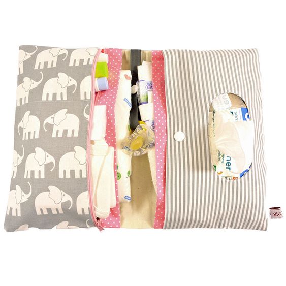 Glückspilzig XXL Windeltasche Elefant - Grau / Rosa