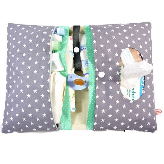 Glückspilzig XXL Diaper Bag Stars - Grey / Mint