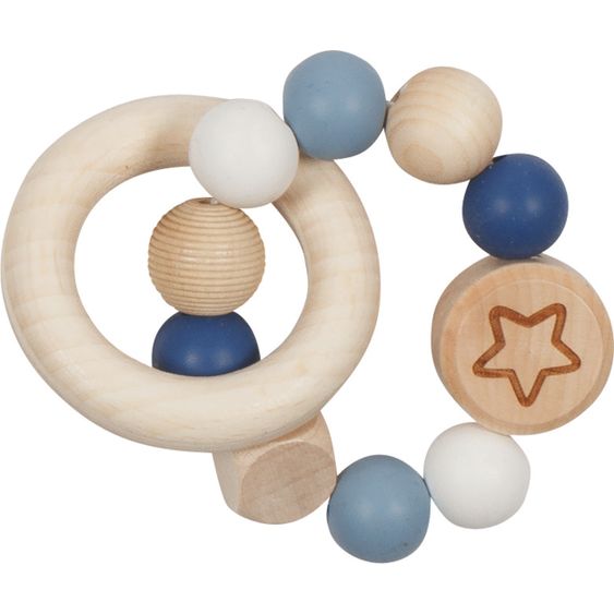 Goki Griffin elastic with wood & silicone beads - Star - Blue