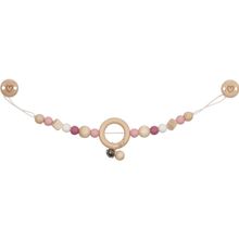 Baby carriage chain with silicone beads - hearts - pink