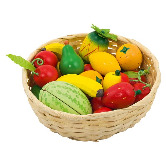 Goki Korb mit 22-tlg. Obst-Sortiment