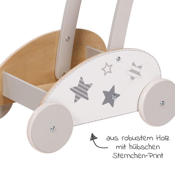 Goki Lauflernwagen zum Schieben - Sterne - Grau Weiß