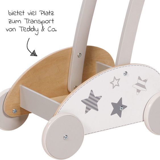 Goki Lauflernwagen zum Schieben - Sterne - Grau Weiß